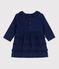 Robe manches longues bébé en velours extra fin BLEU FONCE