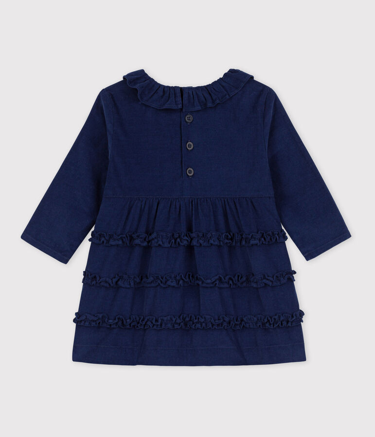 Robe manches longues b&eacute;b&eacute; en velours extra fin BLEU FONCE