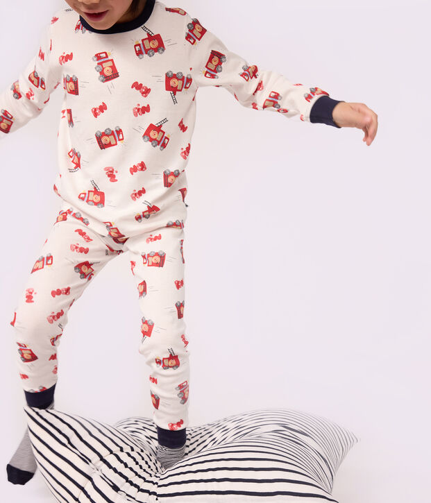 Pyjama d&eacute;guisement pompier enfant en coton blanc/multicouleur