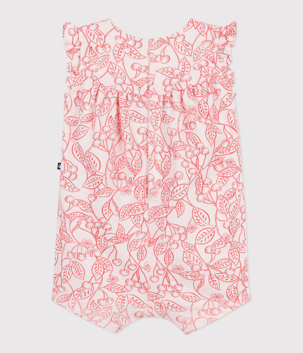 Combicourte b&eacute;b&eacute; en coton sans maches, imprim&eacute;e cerises roses rose/rouge