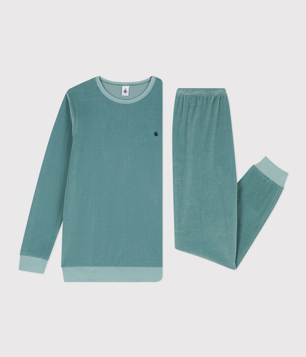 Pyjama en velours enfant mixte vert