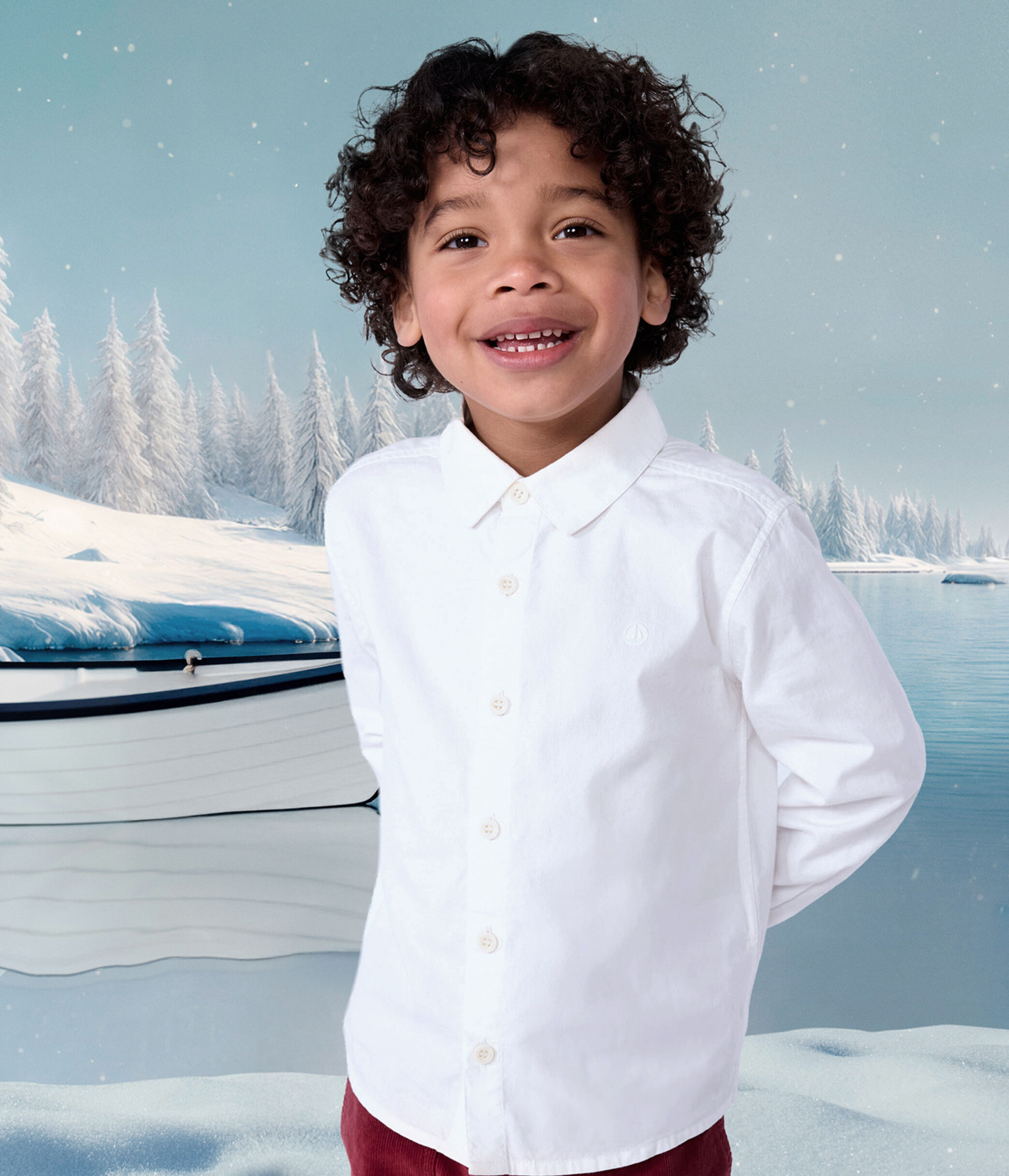 Chemise Manches Longues Garçon Couleur Unie - Coupe Droite, Col Classique - Pour école, Occasions Spéciales - Polyester/élasthanne - 7