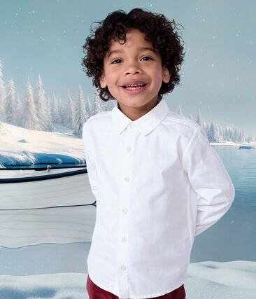 Chemise enfant en coton manches longues unie