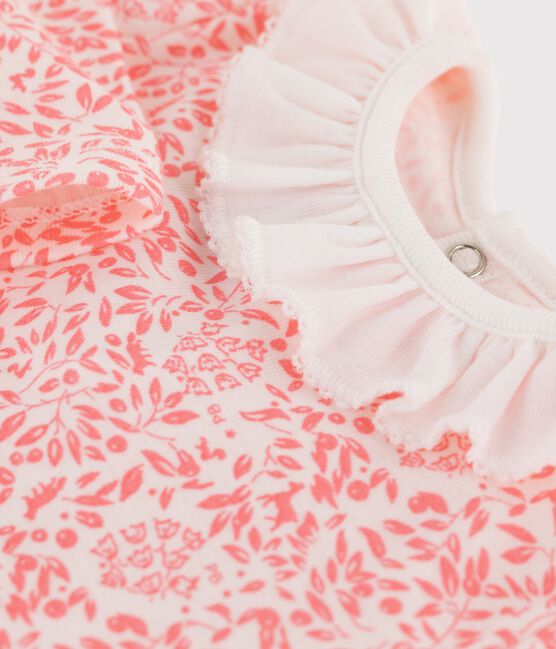 Body manches longues en coton bébé. blanc MARSHMALLOW/rose GRETEL