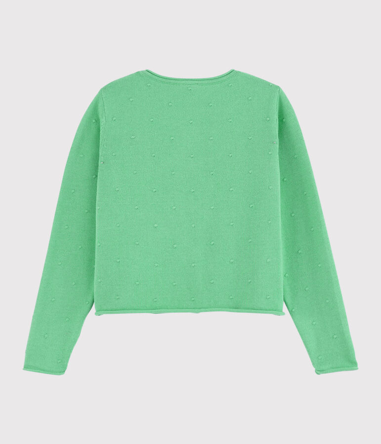 Cardigan en tricot coton enfant fille vert