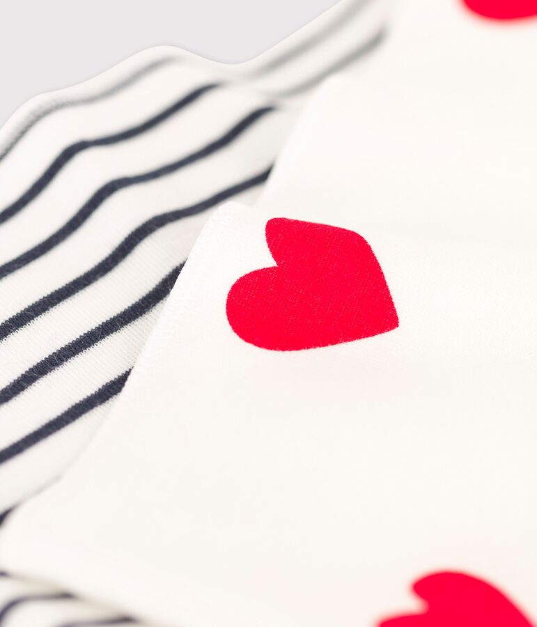 Lot de 2 bandanas-bavoirs b&eacute;b&eacute; c&oelig;ur en coton multicouleur