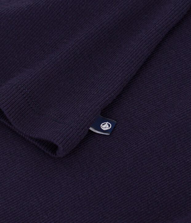 Tee-shirt femme en coton manches courtes uni bleu marine