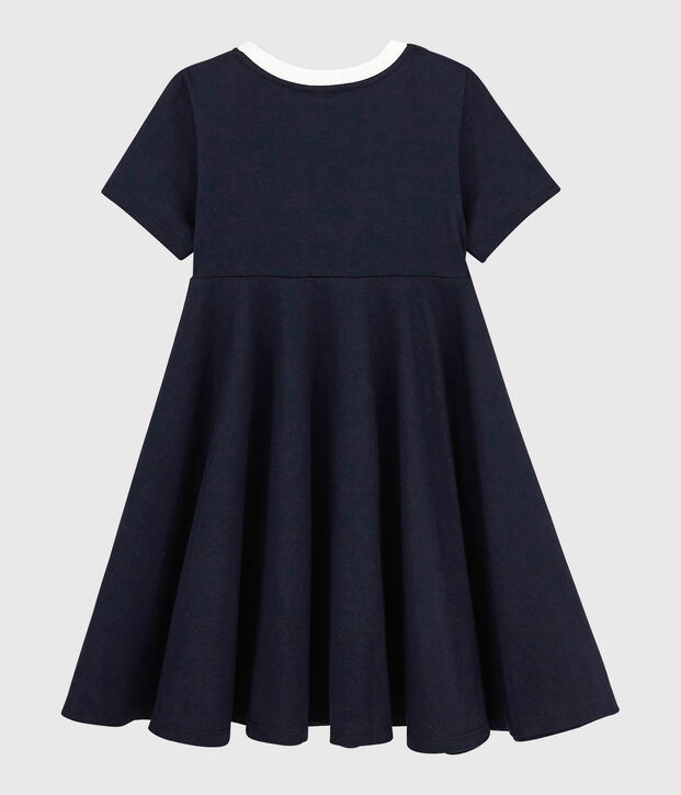 Robe manches courtes en jersey enfant fille bleu