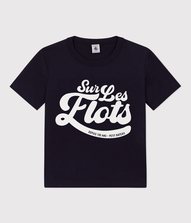 Tee-shirt manches courtes en coton enfant gar&ccedil;on bleu