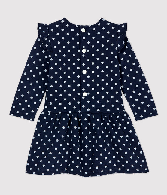 Robe en molleton bébé. bleu SMOKING/blanc MARSHMALLOW