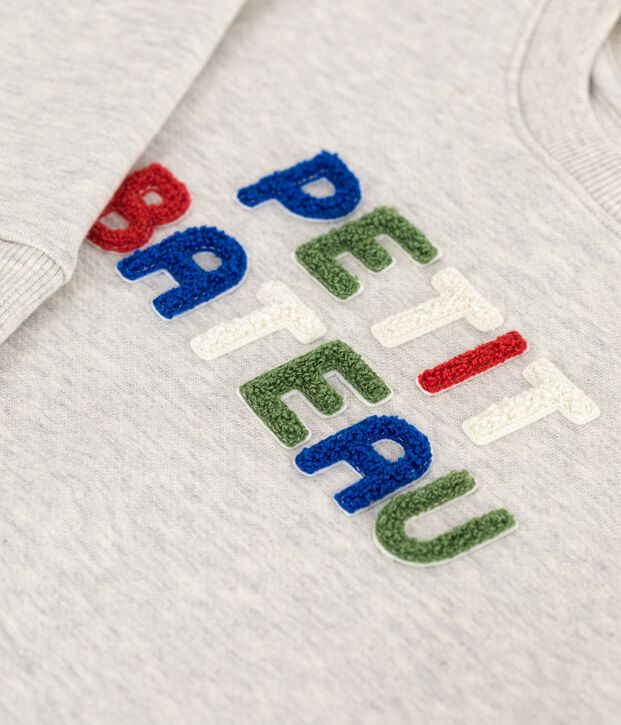 Sweatshirt enfant mixte en coton gris chin&eacute; clair