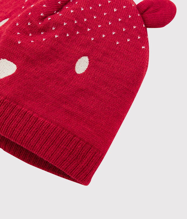 Bonnet en tricot b&eacute;b&eacute;. rouge