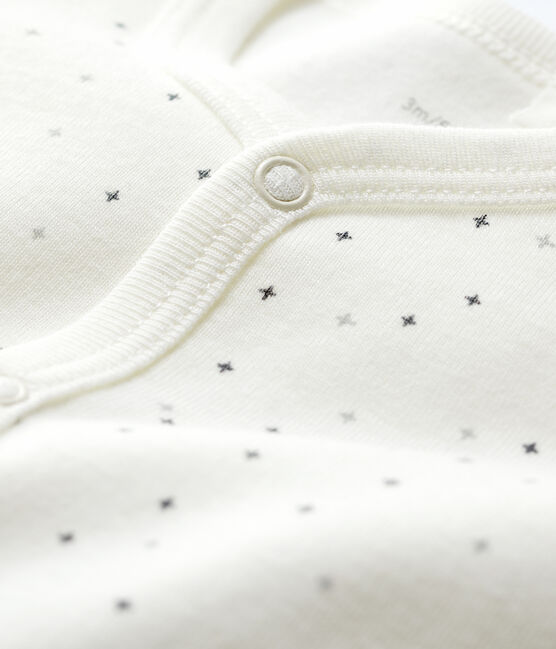 Dors-bien sans pieds blanc à étoiles bébé en coton biologique blanc MARSHMALLOW/blanc MULTICO