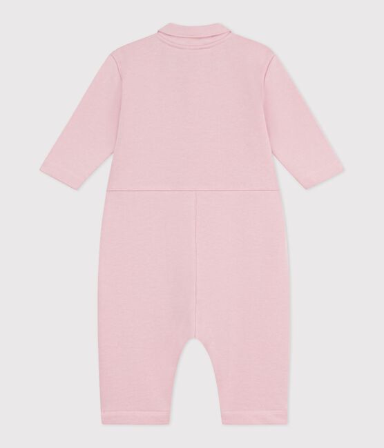 Combinaison longue bébé en coton uni, style pompiste rose JOLI