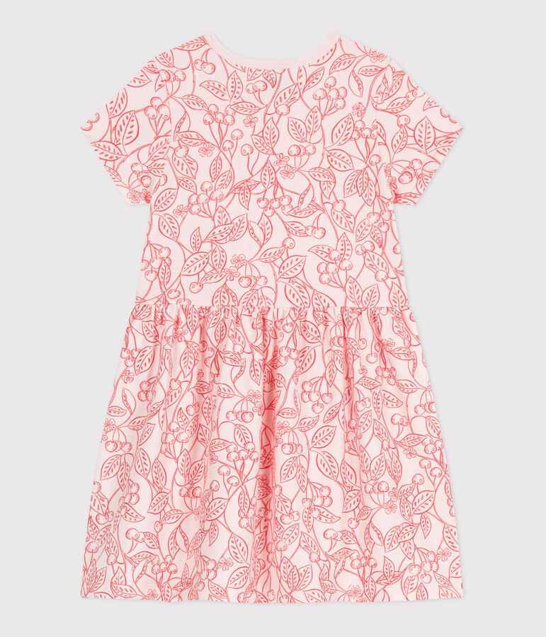 Robe enfant en coton manches courtes imprim&eacute; rose FLEUR/ SPI