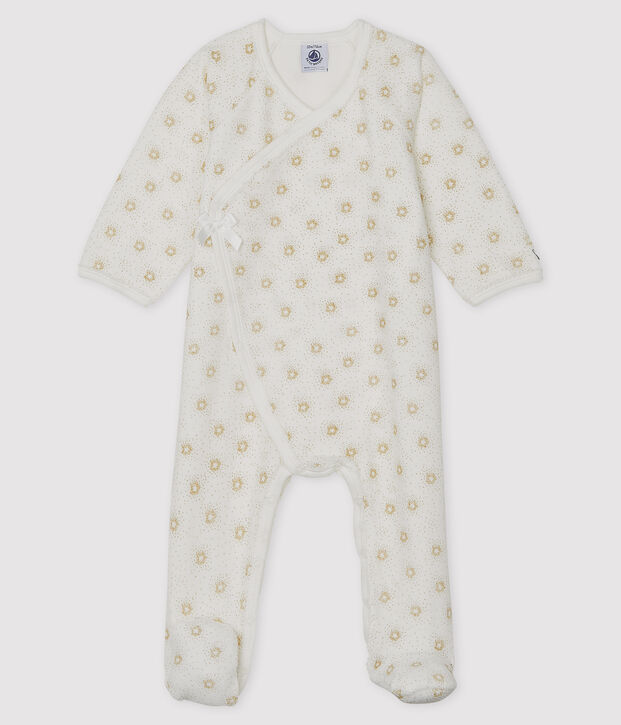 Dors bien b&eacute;b&eacute; fille en velours blanc/jaune