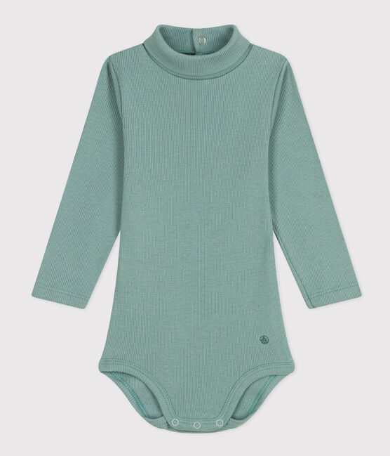 Body manches longues col roulé en coton bébé vert PAUL