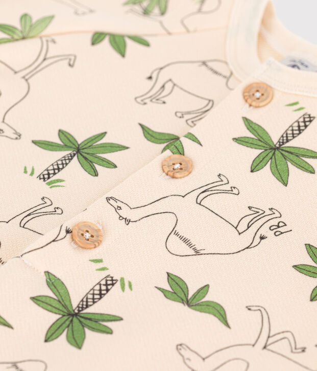 Combinaison courte b&eacute;b&eacute; en molleton imprim&eacute; &eacute;cru/multicouleur