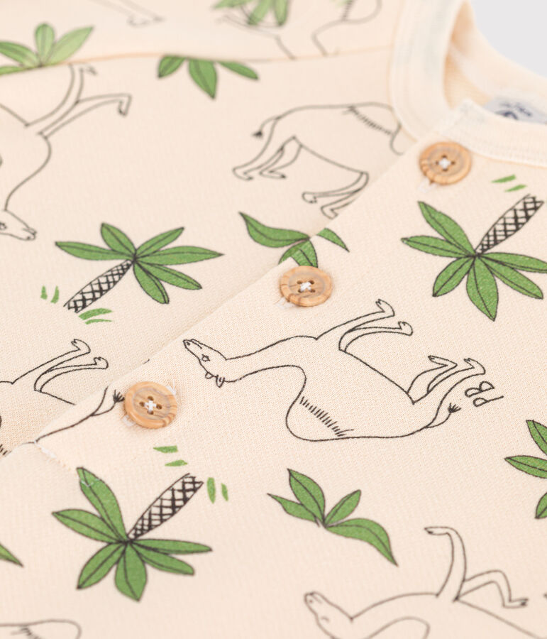 Combinaison courte b&eacute;b&eacute; en molleton imprim&eacute; blanc AVALANCHE/ MULTICO