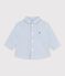 Chemise b&eacute;b&eacute; en coton &agrave; manches longues &agrave; rayures bleu/bleu