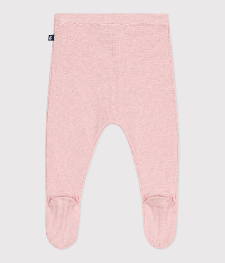 Pantalon b&eacute;b&eacute; en tricot laine et coton rose JOLI