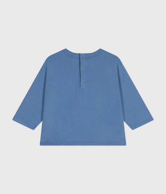 Tee-shirt manches longues en jersey fin bébé bleu BEACH
