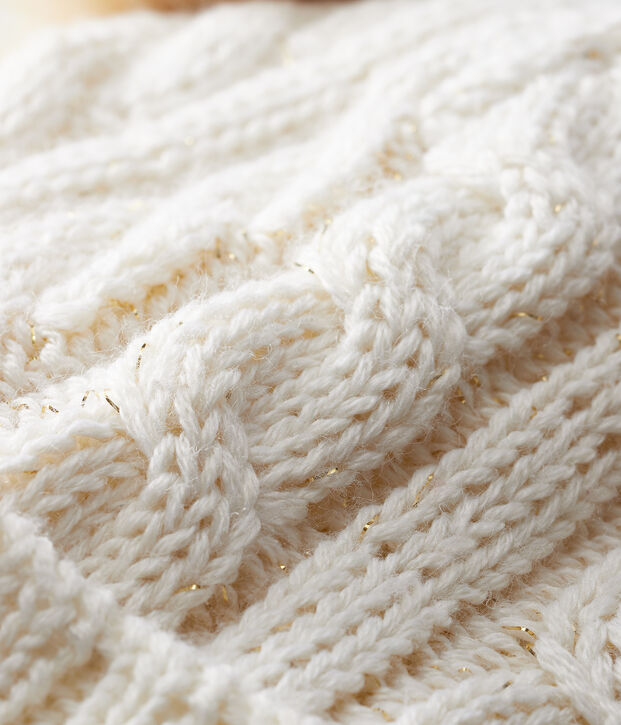 Bonnet enfant fille blanc/jaune