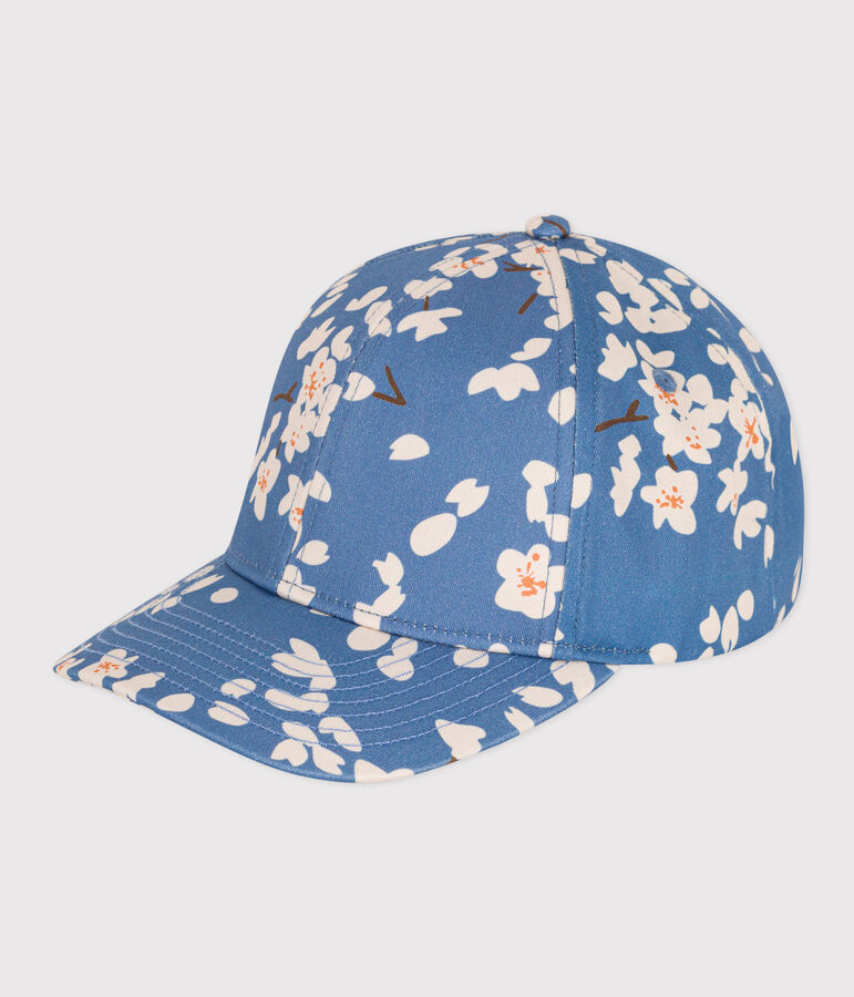 Casquette en popeline fleurs enfant fille bleu BEACH/ MULTICO