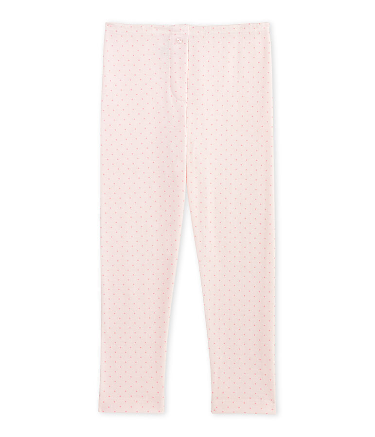 Legging fille en laine et coton rose/rose