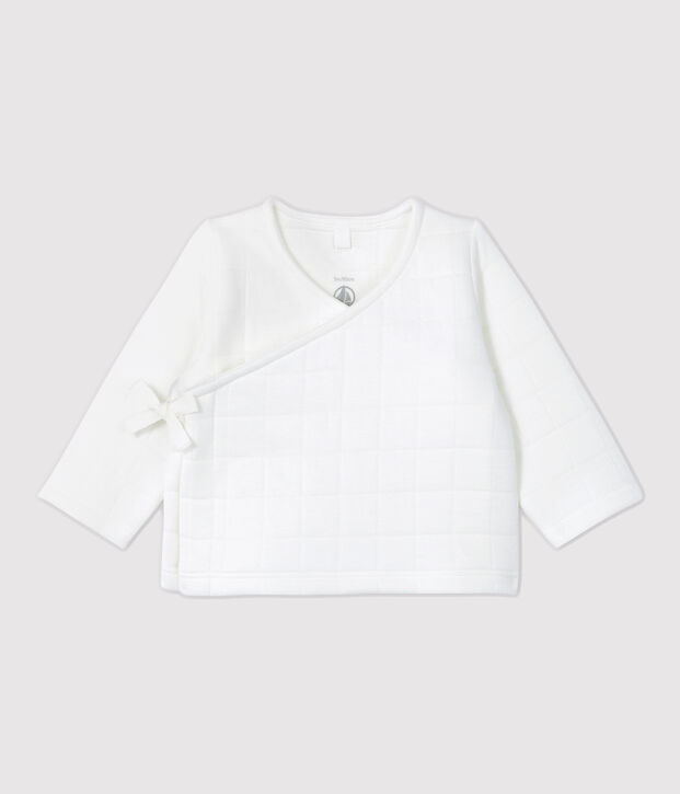 Cardigan b&eacute;b&eacute; matelass&eacute; en coton biologique blanc