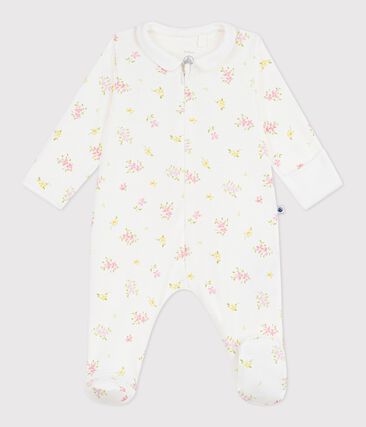 Pyjama bébé en coton à col fleuri