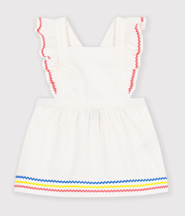 Robe salopette b&eacute;b&eacute; en coton, unie blanc