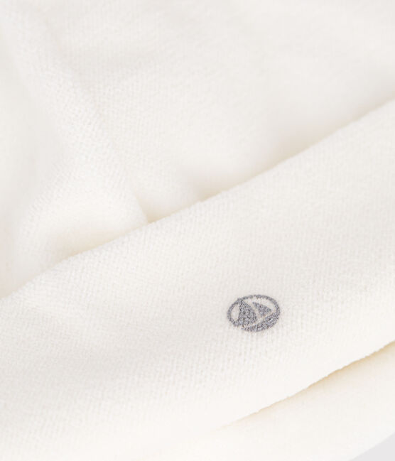 Bonnet naissance bébé en velours uni blanc MARSHMALLOW