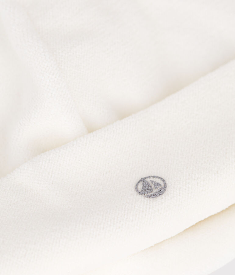 Bonnet naissance b&eacute;b&eacute; en velours uni blanc MARSHMALLOW