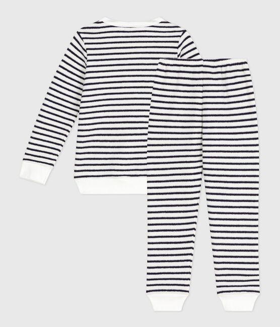 Pyjama enfant en coton éponge à rayures bleu MILK/ SOIR