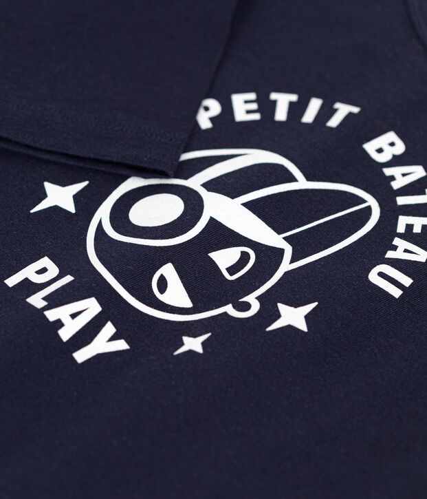 Tee-shirt manches longues en jersey fin enfant gar&ccedil;on bleu marine