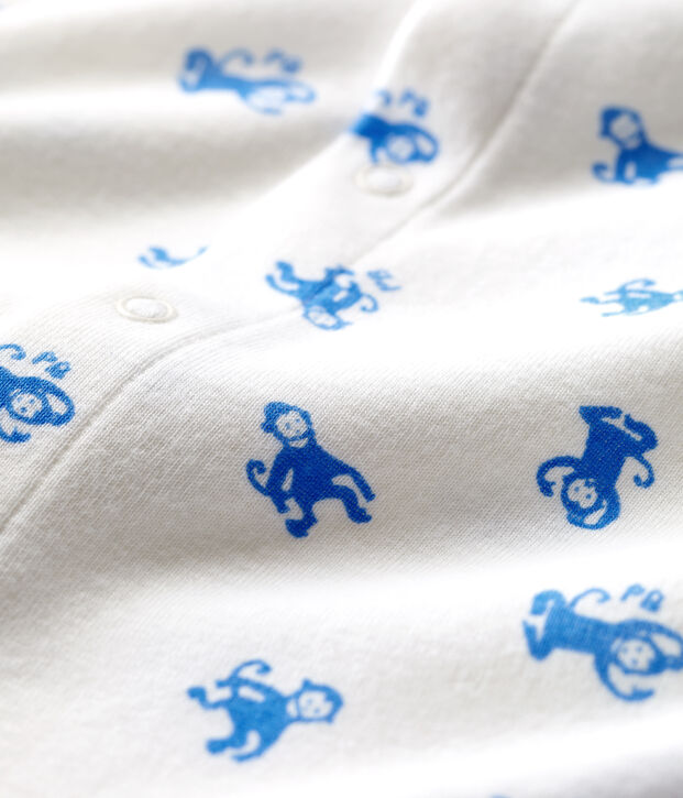 Dors-bien b&eacute;b&eacute; en coton biologique blanc/bleu