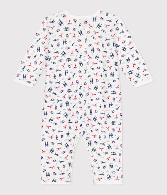 Pyjama bébé en coton sans pieds imprimé blanc ECUME/ JASMIN/ MULTICO