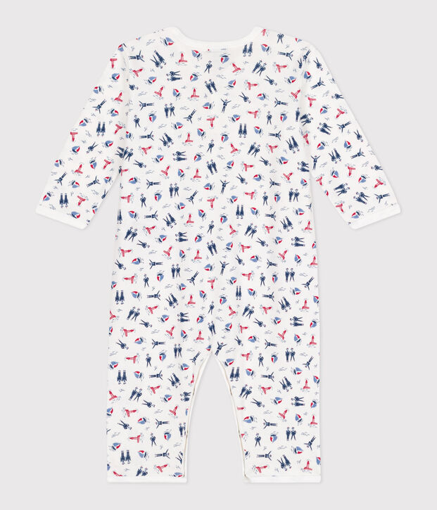 Pyjama b&eacute;b&eacute; en coton sans pieds imprim&eacute; blanc/bleu/multicouleur