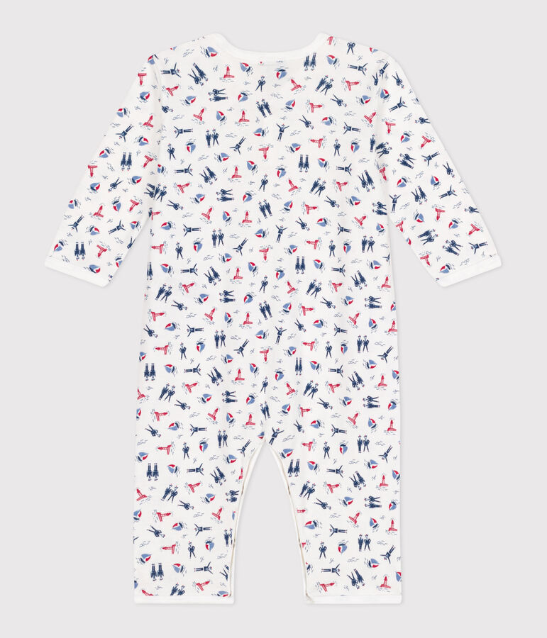Pyjama b&eacute;b&eacute; en coton sans pieds imprim&eacute; blanc ECUME/ JASMIN/ MULTICO