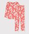 Pyjama snugfit Hawaï petite fille en coton rose PAPAYE/ MARSHMALLOW
