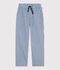 Pantalon enfant en coton &agrave; rayures bleu/blanc