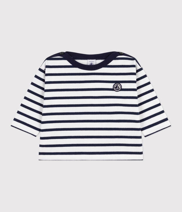 Marini&egrave;re b&eacute;b&eacute; en coton blanc/bleu