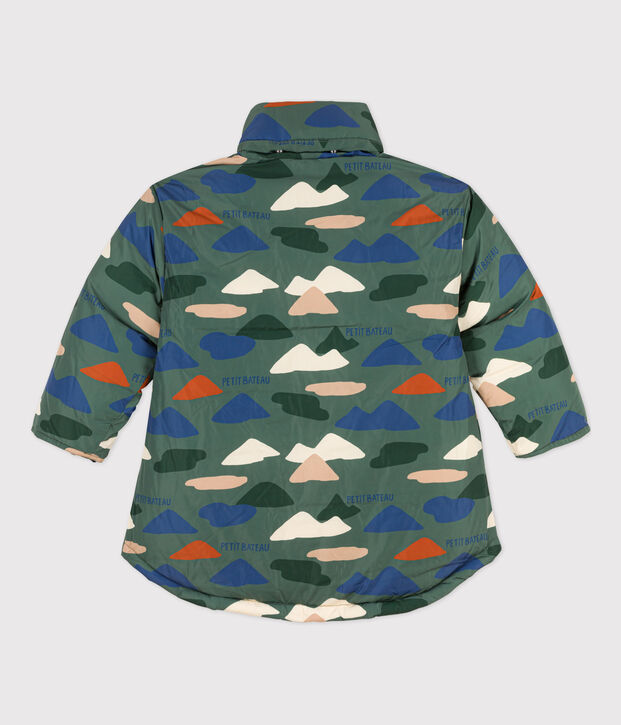 Doudoune mi-longue imprim&eacute;e enfant fille / gar&ccedil;on vert/multicouleur