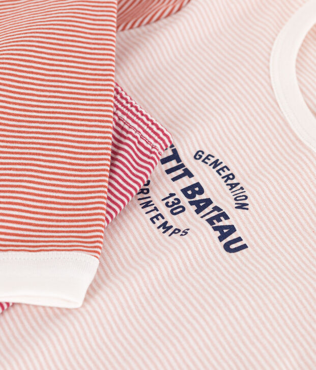 Pyjama milleraies tricolore en coton enfant rose/multicouleur