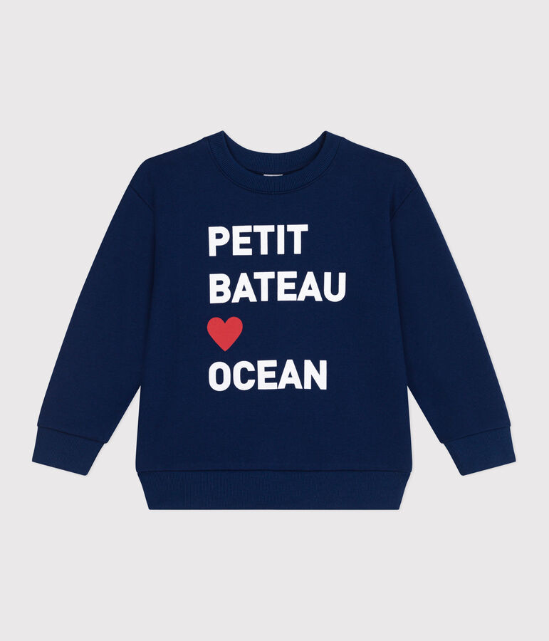 Sweatshirt enfant mixte en coton imprim&eacute; bleu MEDIEVAL