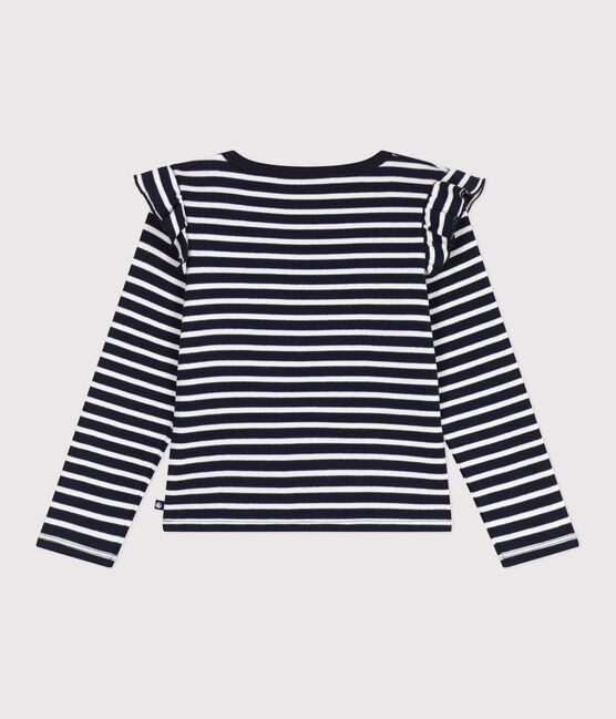 Teeshirt enfant en coton manches longues à rayures bleu SMOKING/blanc MARSHMALLOW