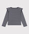 Teeshirt enfant en coton manches longues à rayures bleu SMOKING/blanc MARSHMALLOW