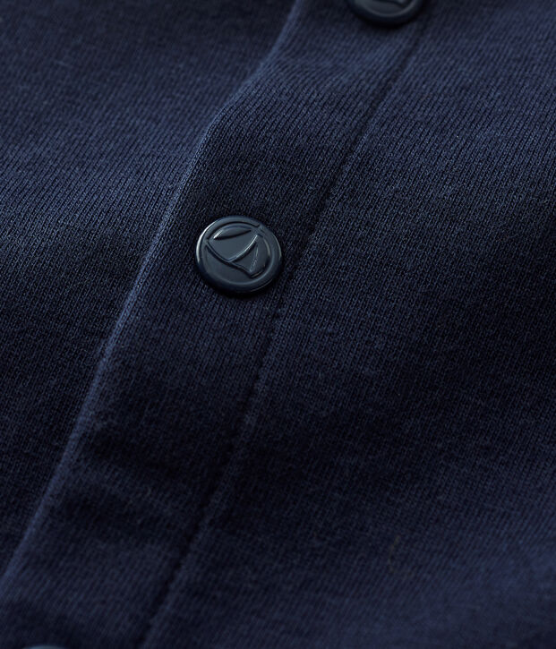 Cardigan uni en jersey &eacute;pais bio b&eacute;b&eacute; bleu marine