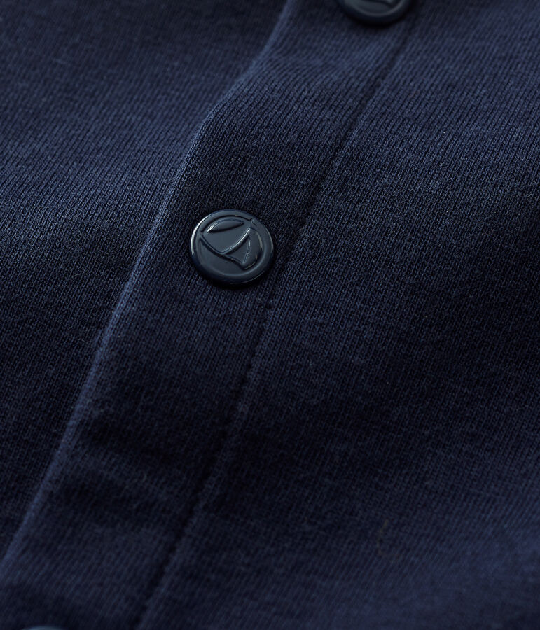 Cardigan uni en jersey &eacute;pais bio b&eacute;b&eacute; bleu